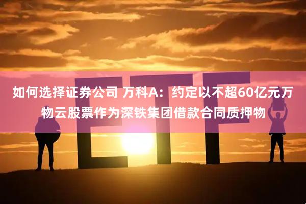 如何选择证券公司 万科A：约定以不超60亿元万物云股票作为深铁集团借款合同质押物
